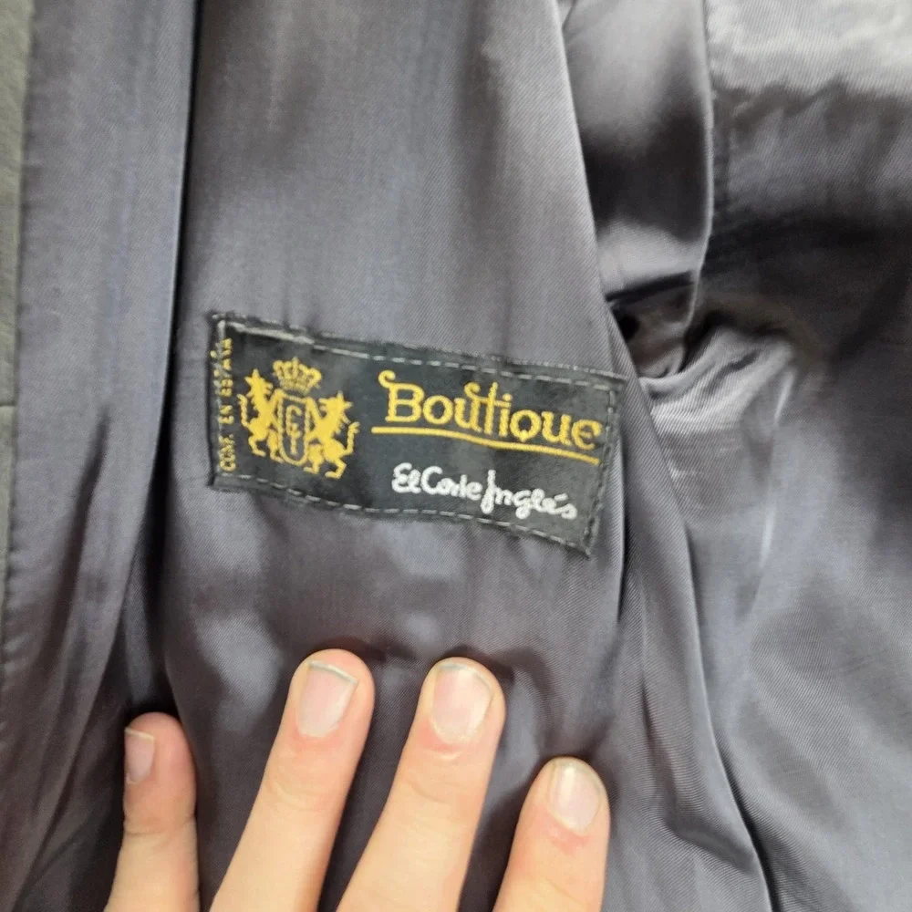 Vintage Burberrys Jacket Womens Gray Leather Long Overcoat Button Lined Trench - Picture 12 of 13